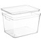 Basicwise Clear Storage Container with Lid For Kitchen Pantry Cabinet & Fridge Storage For Organizing Snacks Produce Supplies Or Essentials Durable Bin For Home Dorm Apartment Or Office Use